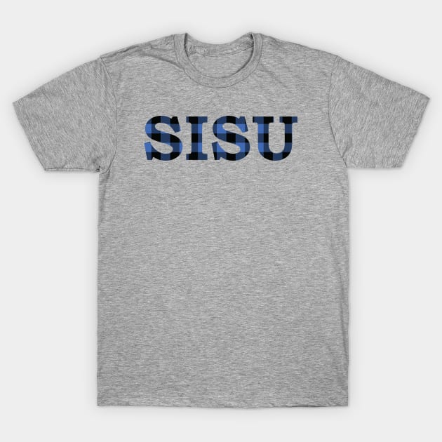 SISU Upper Peninsula Pride Blue Flannel T-Shirt by DoctorWatsonDesigns